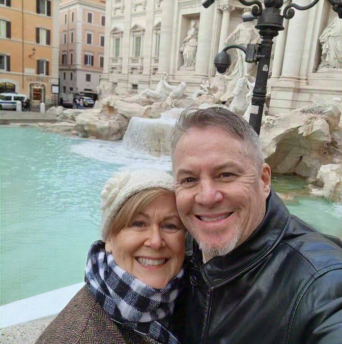 Holly and Gordon at the Trevi Fountain in Rome